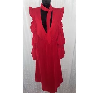 NEW With Tags Red Ruffle Maxi Dress, Size Small